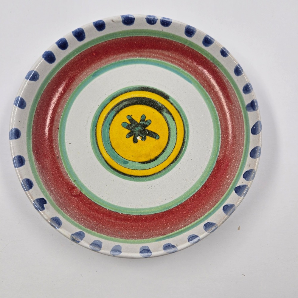 Vintage 1964 De Simone Italy Pottery Plate Hand Painted Mid Century Modern 8.25"